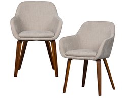 vtwonen Base Eetkamerstoelen - Velvet Stof - Zand/Beige - 80x58x58 cm - Set van 2