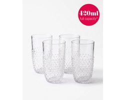 vtwonen - Basic - Set van 4 - Longdrinkglazen - Transparant - Glas - 420ml