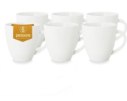 vtwonen - Basic - Set van 6 - Kleine mokken met oor - Wit - Porselein - 200ml