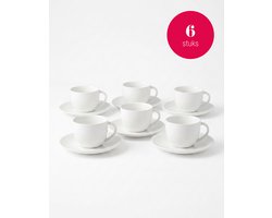 vtwonen - Basic - Set van 6 - Kopjes en schotels - Wit - Porselein