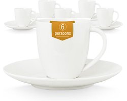 vtwonen - Basic - Set van 6 - Kopjes en schotels - Wit - Porselein