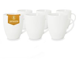 vtwonen - Basic - Set van 6 - Mokken met Oor - Wit - Porselein - 275ml