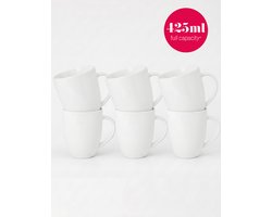 vtwonen - Basic - Set van 6 - Mokken met Oor - Wit - Porselein - 425ml