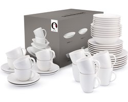 vtwonen - Basic - voor 6 Personen - Serviesset - Wit - Porselein - Servies