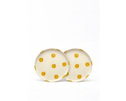 vtwonen - Borden - Lunchbord - Stippen - Geel - Set van 2 - Keramiek - 20cm