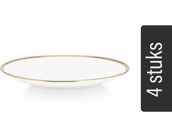 vtwonen Borden - Set van 4 - Wit/Goud - Porselein - Ø 20cm