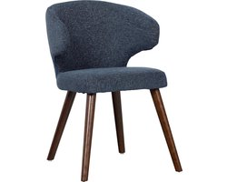 vtwonen Cape Eetkamerstoel - Gemeleerde Stof - Blauw - 77x55x65