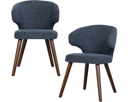 vtwonen Cape Eetkamerstoelen - Stof - Blauw - Set van 2