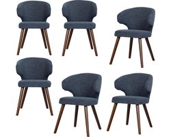vtwonen Cape Eetkamerstoelen - Stof - Blauw - Set van 6