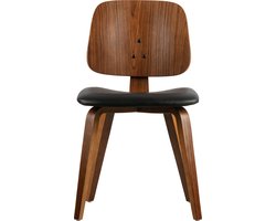 vtwonen Classic Eetkamerstoel - Zwart/walnoot - 81x48x50