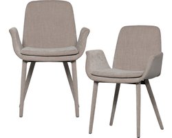 vtwonen Curve Eetkamerstoelen - Polyester - Zand - Set van 2