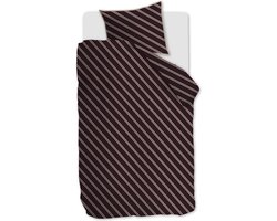 vtwonen Diagonal dekbedovertrek - Eenpersoons - 140x200/220 - Donker Rood