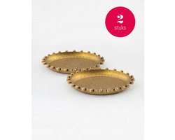 vtwonen - Dienbladen Dots - Goud - Metaal - Set van 2 - 16,5 x 2 cm