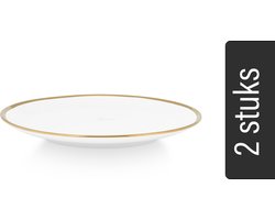 vtwonen Dinerborden - Borden - Wit Goud - Bord - Porseleinen servies - 25,5cm - Serviesset van 2