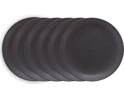 vtwonen - Dinerborden - Bordenset - Mat zwart - 25,5cm - Set van 6 borden