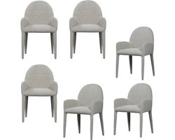 vtwonen Elegance Eetkamerstoelen - Polyester - Greige - Set van 6