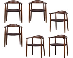 vtwonen Embrace Eetkamerstoelen - Beukenhout - Donkerbruin - Set van 6