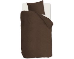 vtwonen Flanel dekbedovertrek - Eenpersoons - 140x200/220 - Bruin