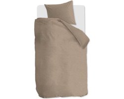 vtwonen Flanel Dekbedovertrek - Eenpersoons - 140x200/220 cm - Sand
