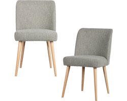 Vtwonen Force Eetkamerstoelen - Bouclé - Grijs - Set van 2