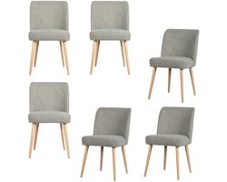 vtwonen Force Eetkamerstoelen - Bouclé - Grijs - Set van 6