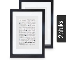 vtwonen Fotolijsten - 2 Stuks - Hout - Zwart - 22x31cm
