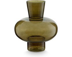 vtwonen Glazen Vaas - Groen / Bruin - Glas - 23x27 cm