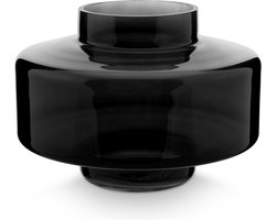 vtwonen Glazen Vaas - Maat M - Zwart - Glas - 24,5x18 cm