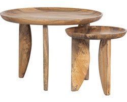 vtwonen High Heels Bijzettafels - Mangohout - Naturel - 40x40x40 cm - Set van 2