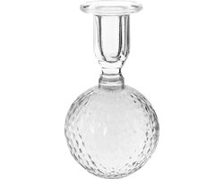 vtwonen Kaarsenhouder - Glazen Kandelaar - Woonaccessoires - Trompetvormig - Transparant - 9.5x15cm