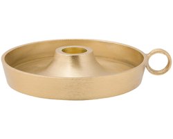 vtwonen Kaarsenhouder Metaal Goud – Ø12x5 cm – Handgemaakt – Industrieel & Tijdloos Design