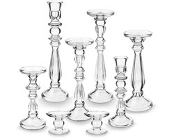 vtwonen Kandelaar Set van 7 - Kaarsenhouder van Glas - Transparant