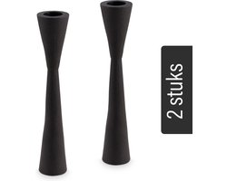 vtwonen Kandelaars - 2 Stuks - Metaal - Zwart - Hoogte 20cm