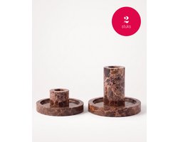 vtwonen - Kandelaars - Marmer - Bruin - Set van 2