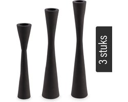 vtwonen Kandelaars - Set van 3 Stuks - Metaal - Zwart - 20-30cm