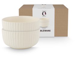 vtwonen Kommen - Keramiek - Ontbijtkom of Soepkom - Gebroken wit - 15cm - Set van 2