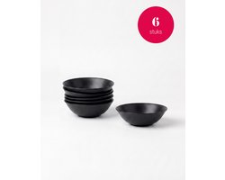vtwonen - Kommen - Porselein - Mat Zwart - 15 cm - Set van 6