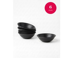 vtwonen - Kommen - Porselein - Mat Zwart - 18 cm - Set van 6