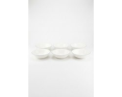 vtwonen - Kommen - Soepkom - Wit/Blauw Lijn - Set van 6 - Porselein