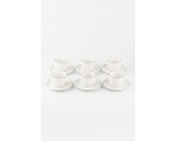 vtwonen - Kop en Schotels - Wit/Blauw Lijn - Set van 6 - 250ml