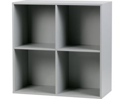 vtwonen Lower Case Four Open - Eindeloos Stapelen Met Diverse Elementen - Massief Grenen - Betongrijs - 81x81x35 cm