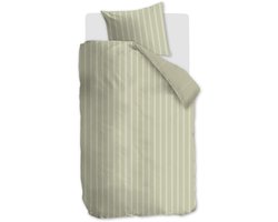 vtwonen Mini Stripe dekbedovertrek - Eenpersoons - 140 x 220 cm - Groen