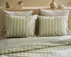 vtwonen Mini Stripe dekbedovertrek - Tweepersoons - 200 x 220 cm - Groen