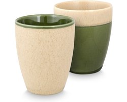 vtwonen Mok zonder oor - Groen - Retro Theemok - 400ml - Mokken set van 2