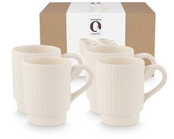 vtwonen Mokken - Keramiek - Theemok of Koffiemok - Gebroken wit - 300ml - Set van 4