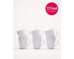 vtwonen - Mokken met oor - Wit - Set van 6 - Porselein - 275 ml