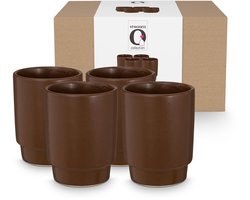 vtwonen - Mokken zonder oor - Koffiemok - Bruin - Keramiek - 250ml - Set van 4