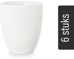 vtwonen Mokken zonder Oor - Set van 6 - Wit - Porselein - 250 ml