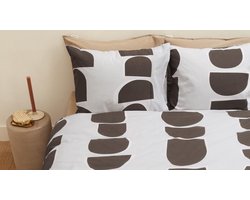 Vtwonen Moons dekbedovertrek - Eenpersoons - 140x200/220 cm - Bruin