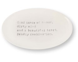 vtwonen Muurdecoratie - Humor - Wanddecoratie van Keramiek - Gebroken wit - 15x25.5x1.5cm